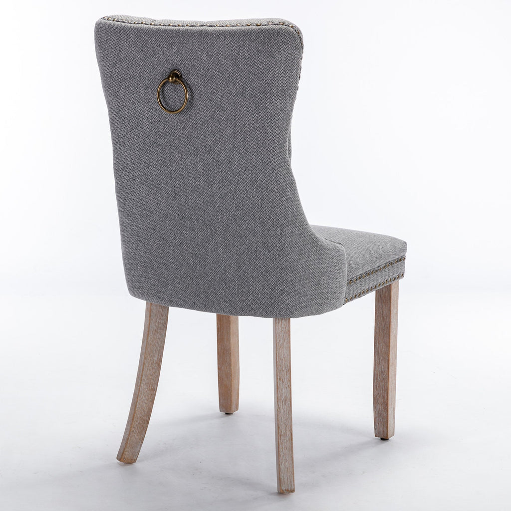 Linen Contemporary Tufted Flax Upholstered Dining Chairs (Set of 2)