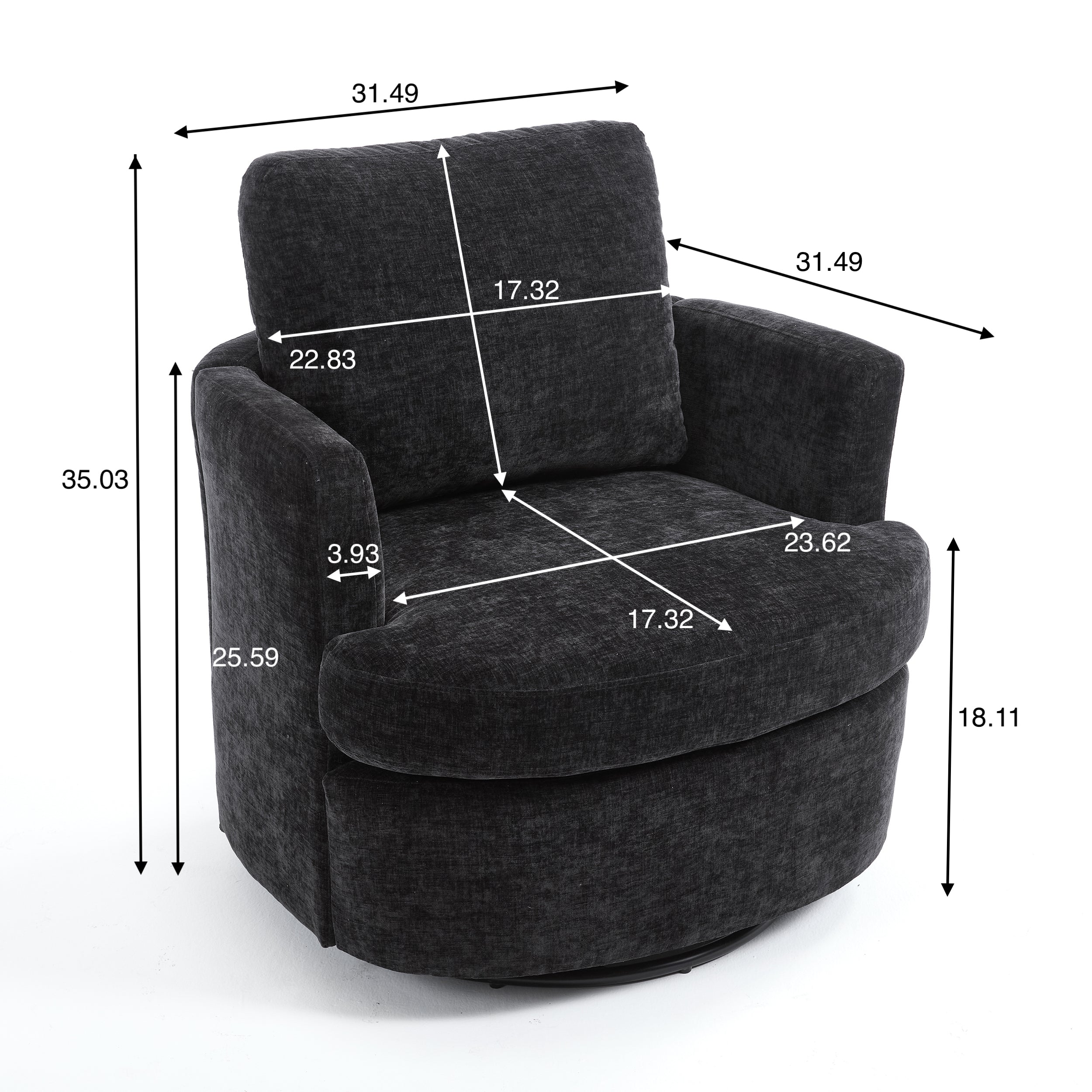 Swivel Chenille Fabric Sofa Chair