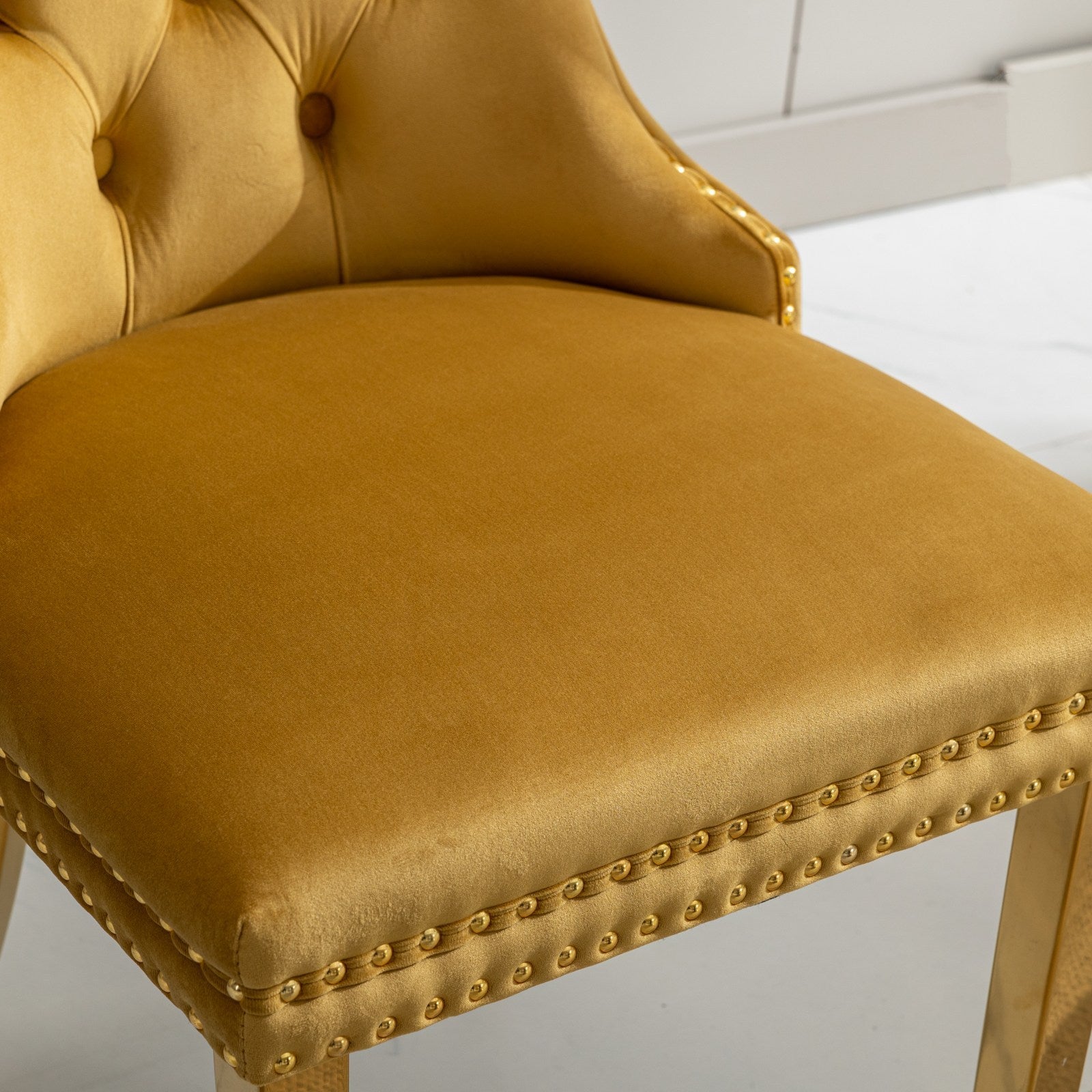 Modern High-end Tufted Solid Wood Velvet Dining Chairs (Set of 2)