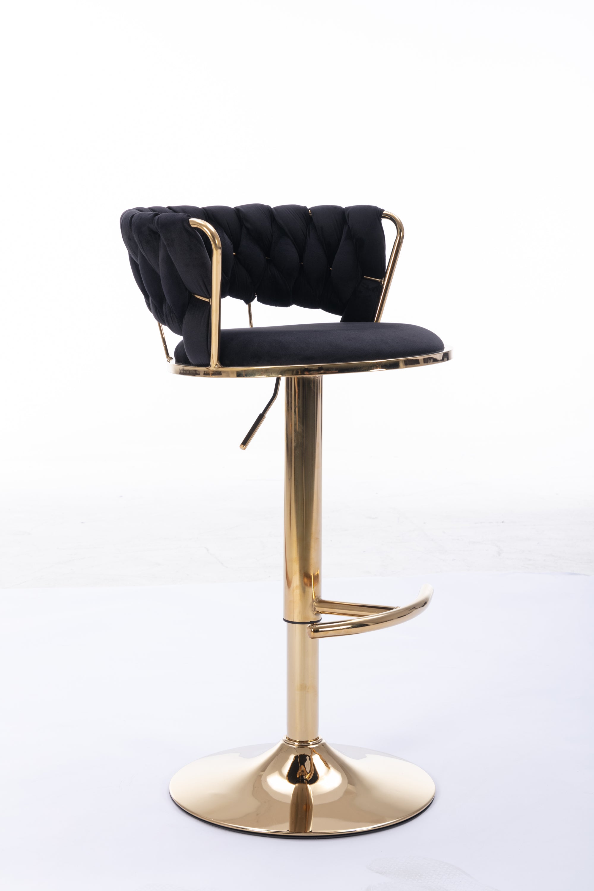 Swivel Height Adjustable Velvet Bar Stools with Golden Leg (Set of 2 )