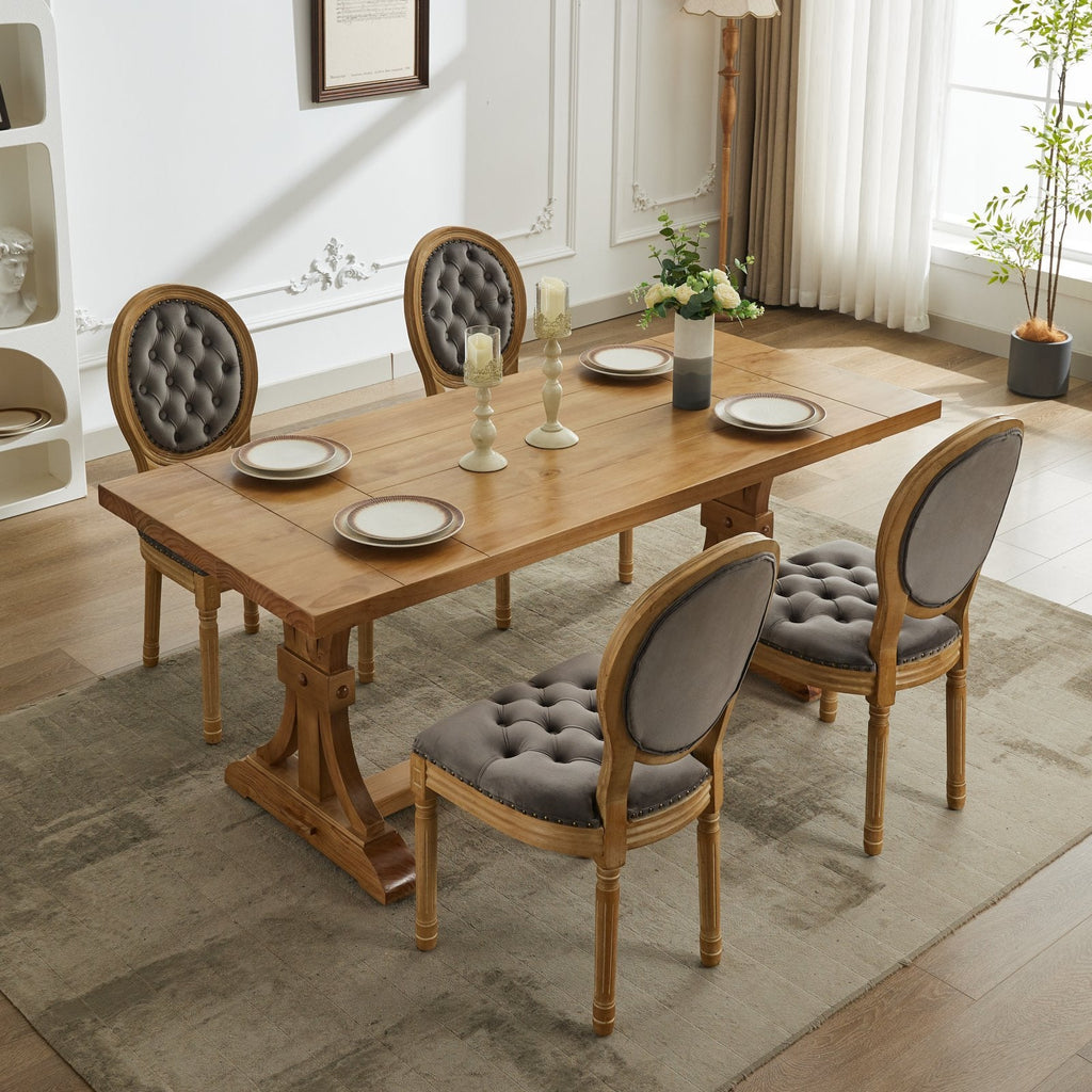 French Style Antique Painting PU Dining Chairs (Set of 2)