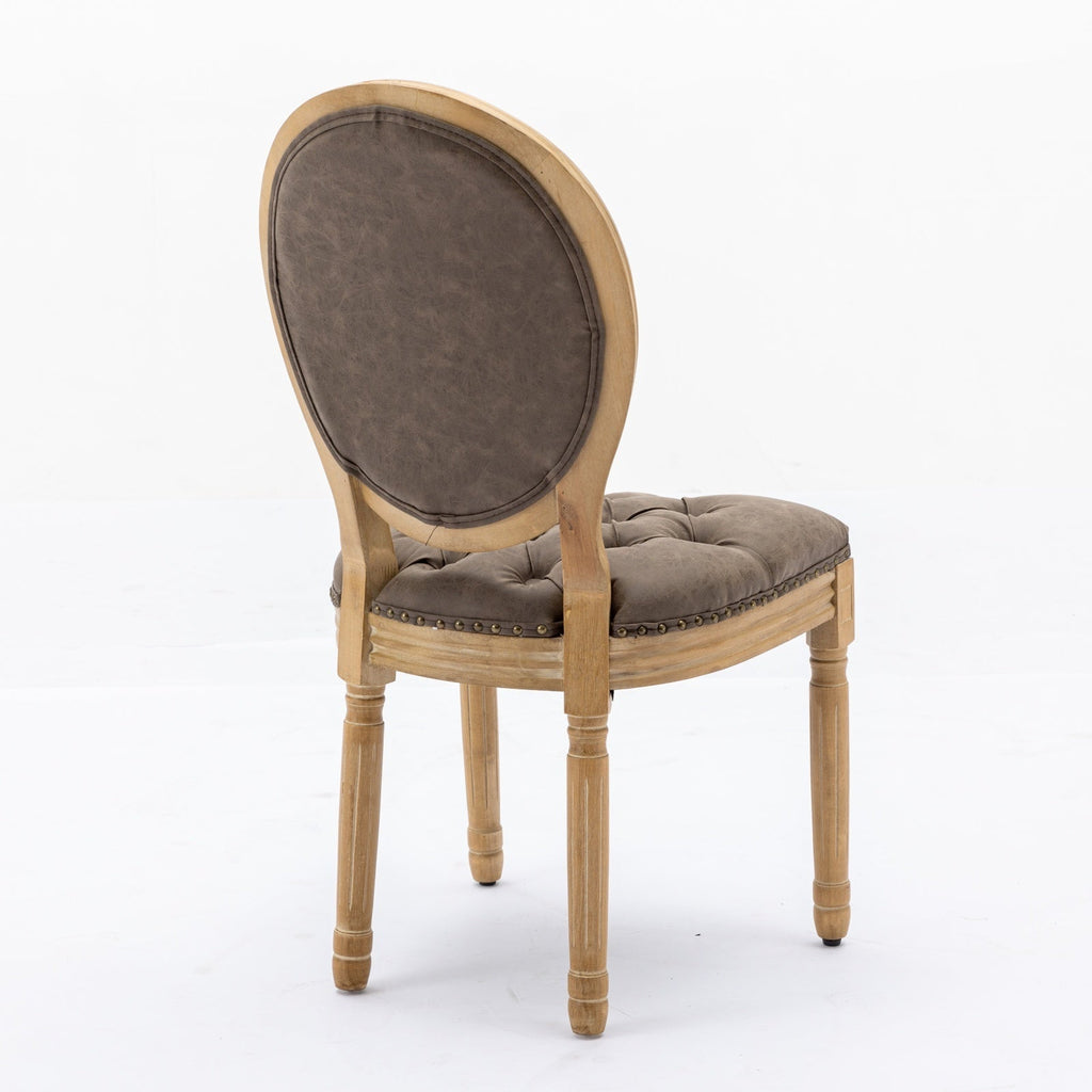 French Style Antique Painting PU Dining Chairs (Set of 2)