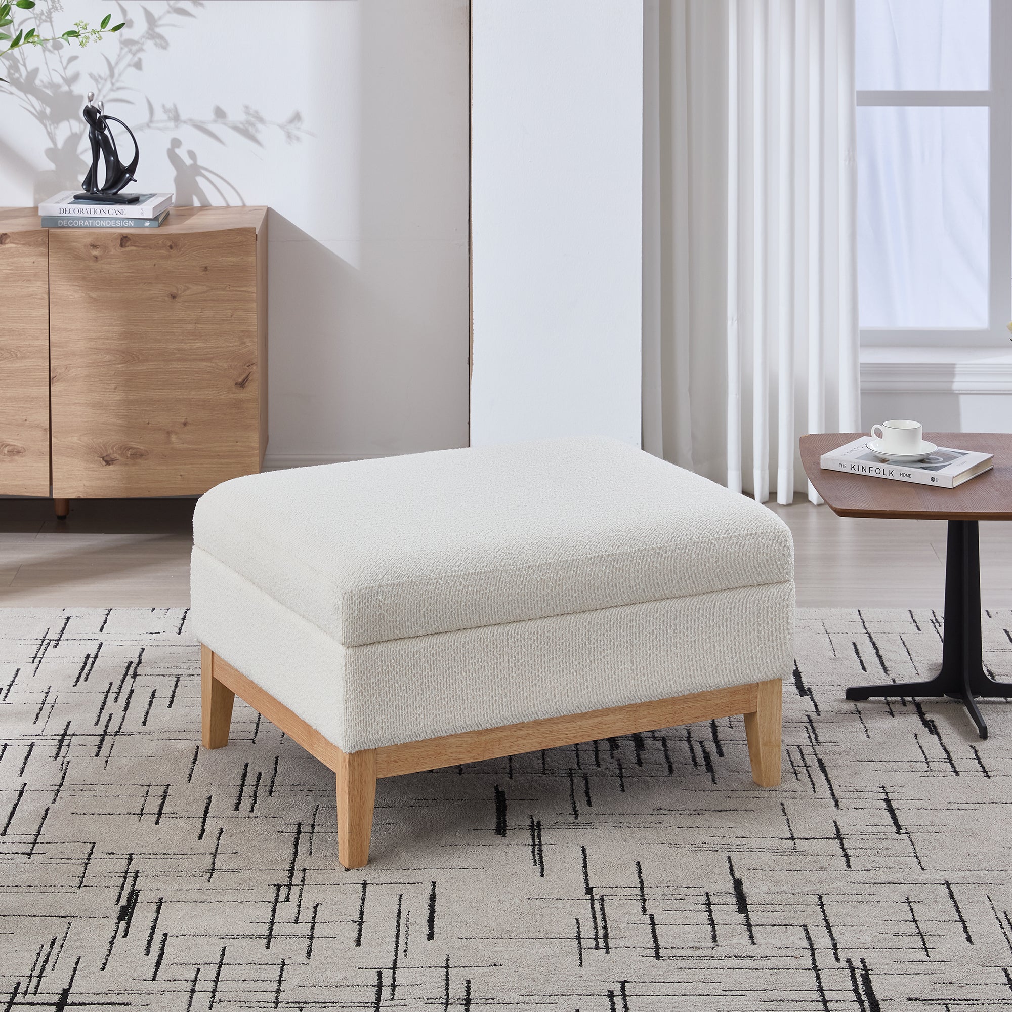 33.86'W Upholstered Wood Base Storage Ottoman
