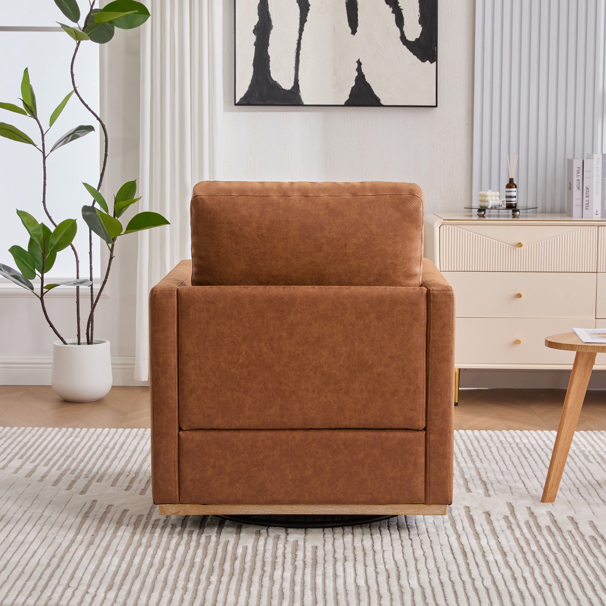 Modern Square Chenille Upholstered Swivel Accent Chair