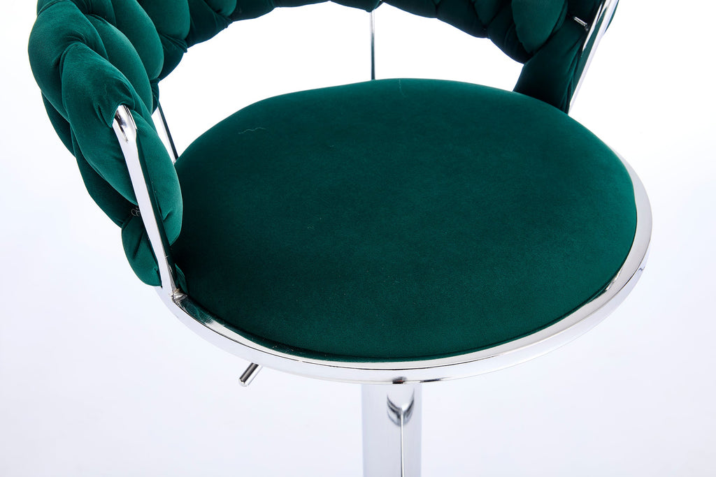2PCS Metal Bar Stools with Chrome Footrest and Base