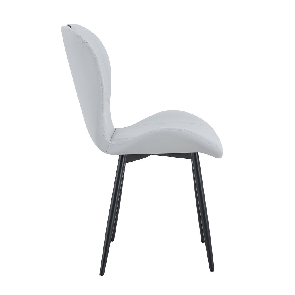 Set of 4 Fabric Dining Chairs Black Metal Frame Wide Cushioned Comfortable