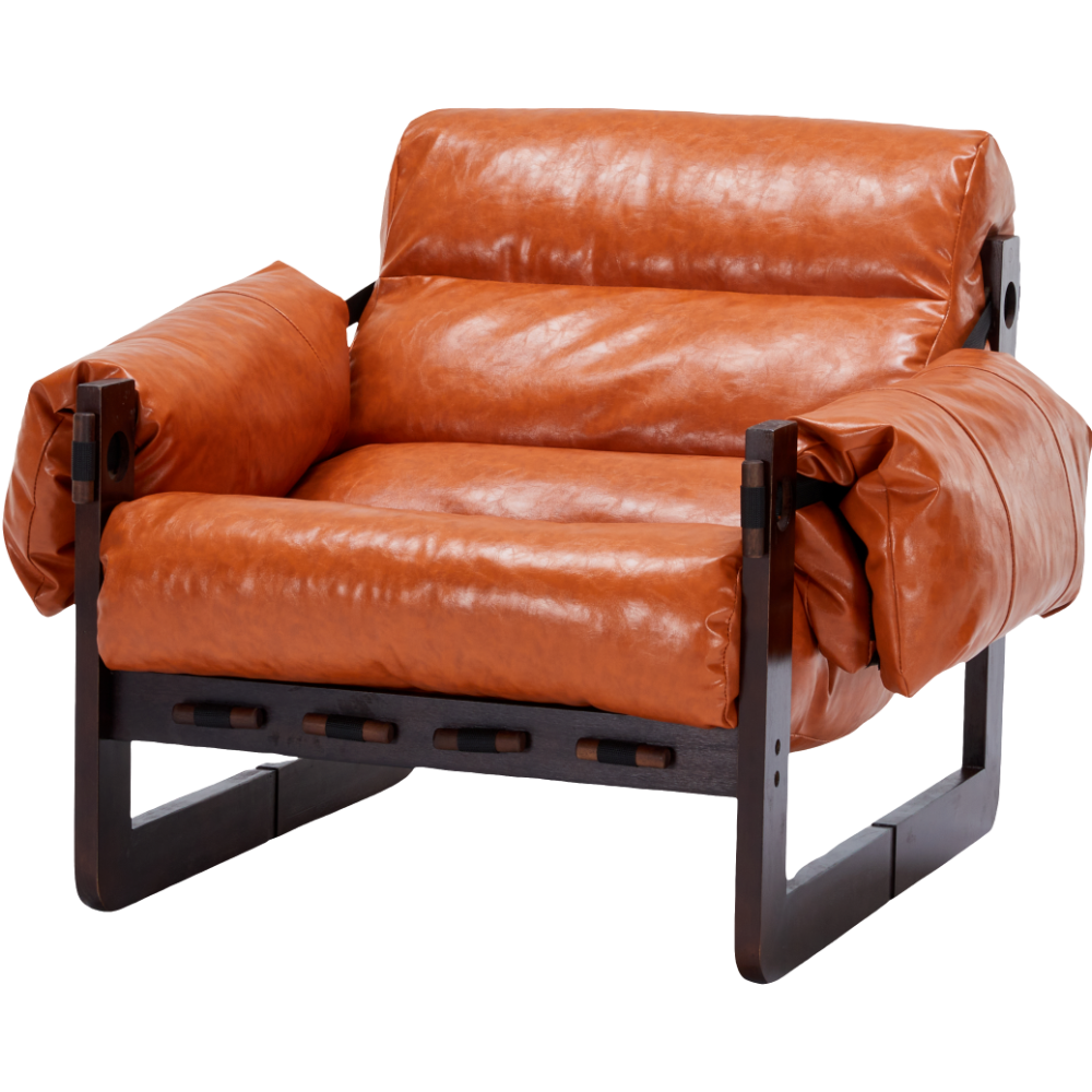 Medieval Modern Lounge Chair Removable Armrests Vintage Oil Wax Leather Sofa