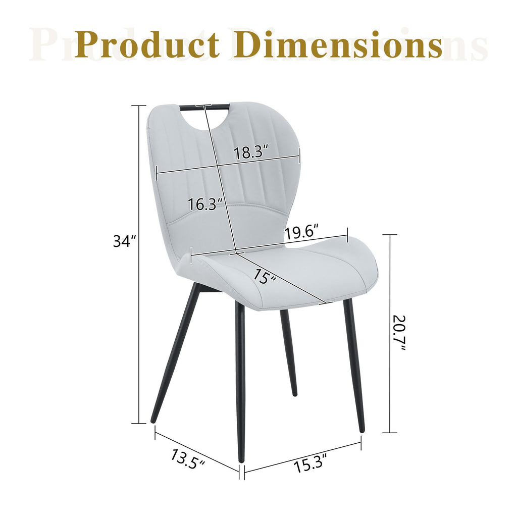Set of 4 Fabric Dining Chairs Black Metal Frame Wide Cushioned Comfortable