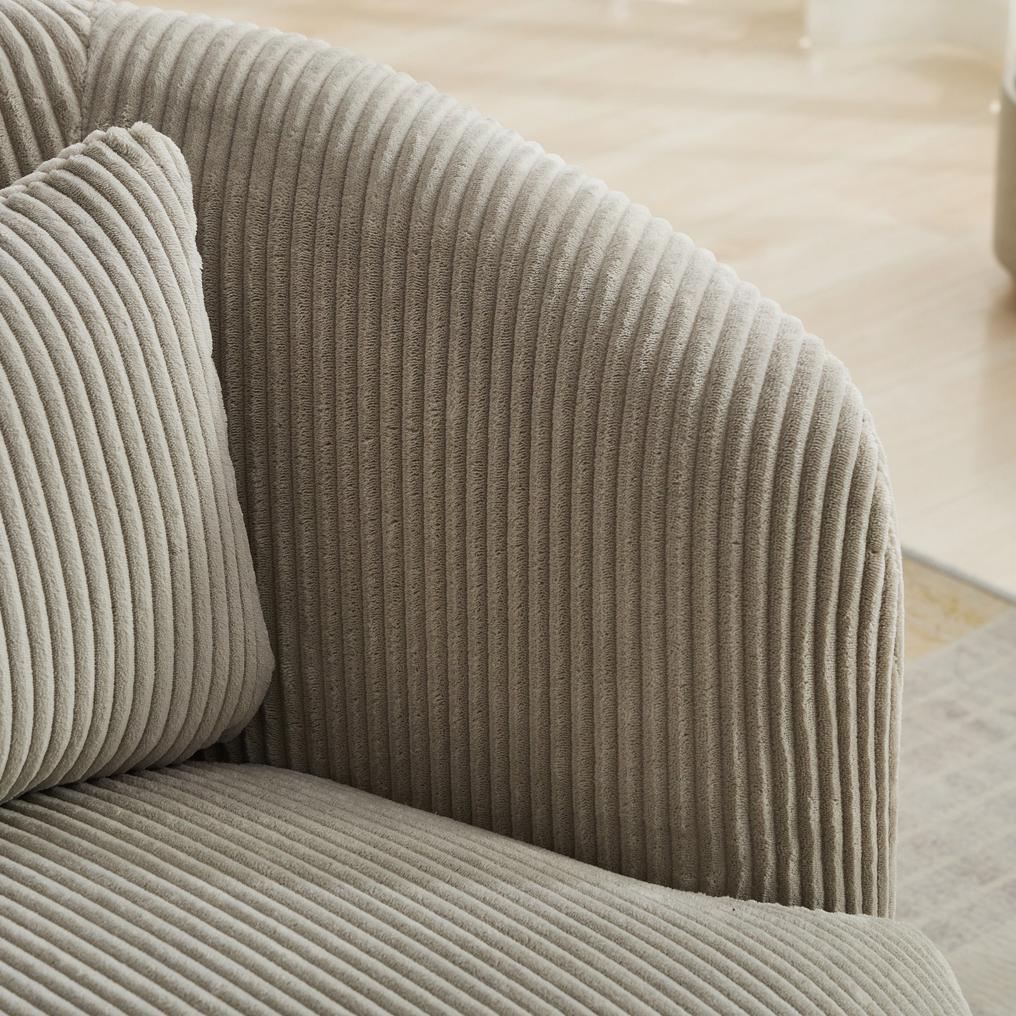 34.25' Wide Upholstered Corduroy Metal Base Swivel Soft Chair