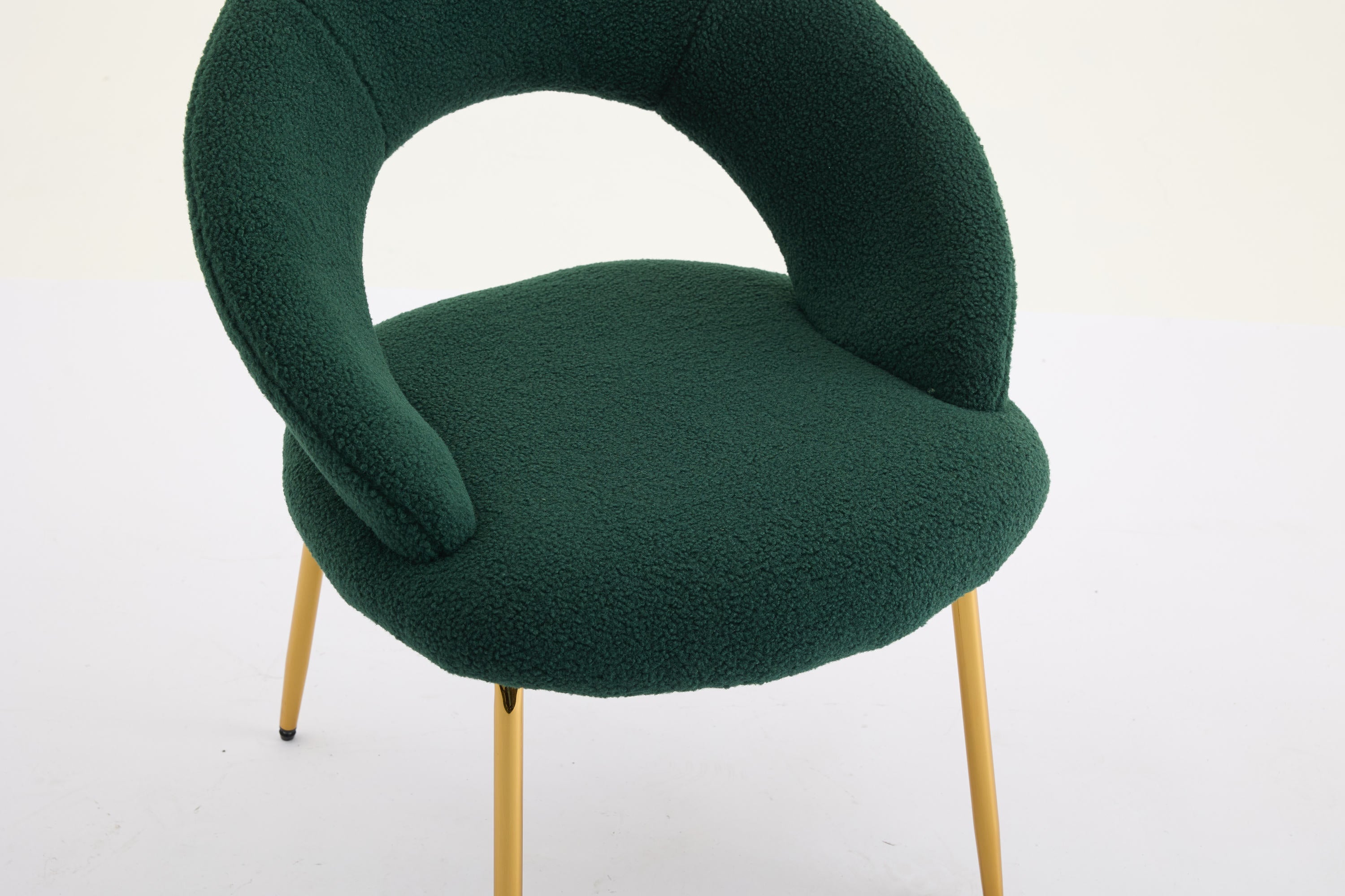 Velvet/Teddy Fabric Dining Chairs with Curved Backrest
