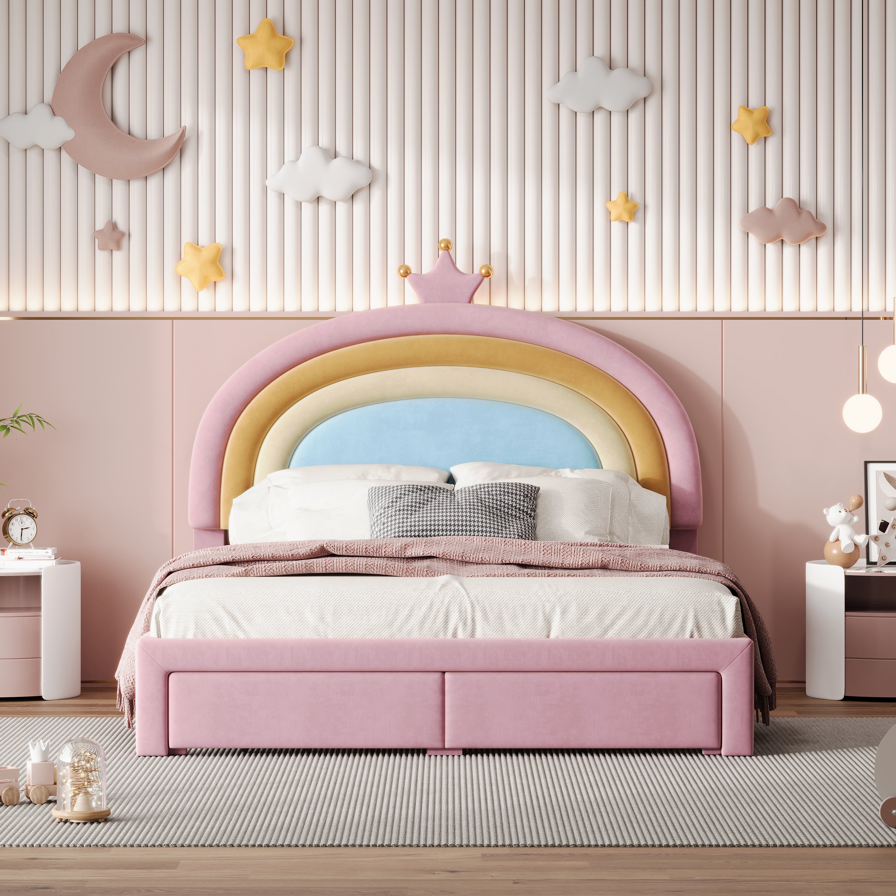 Twin/Full Size Rainbow Princess Platform Bed