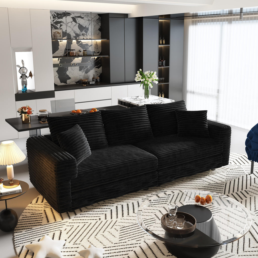 82.7' Modern Comfy Cloud Couch Sofa with Soft Pillows + Ottomans Option