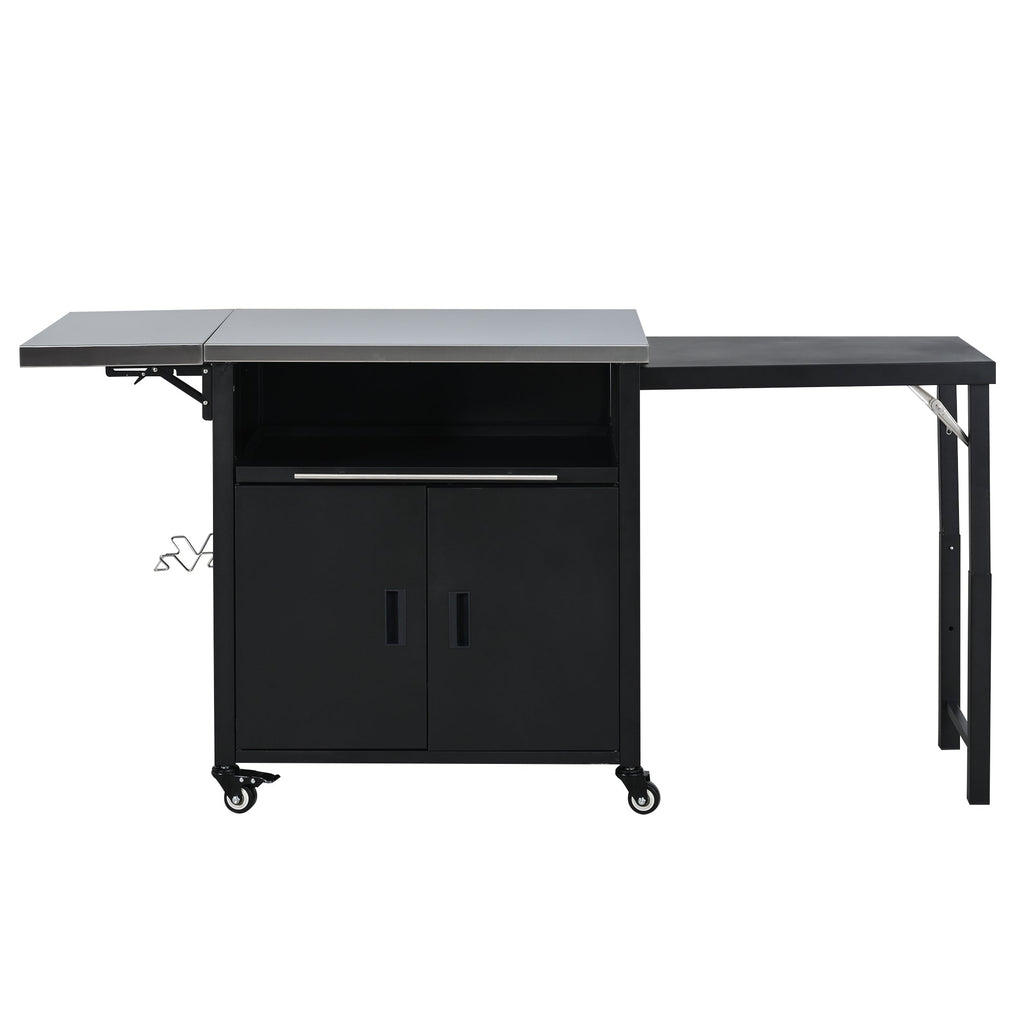 Foldable BBQ cart with storage, portable for backyard & patio cooking