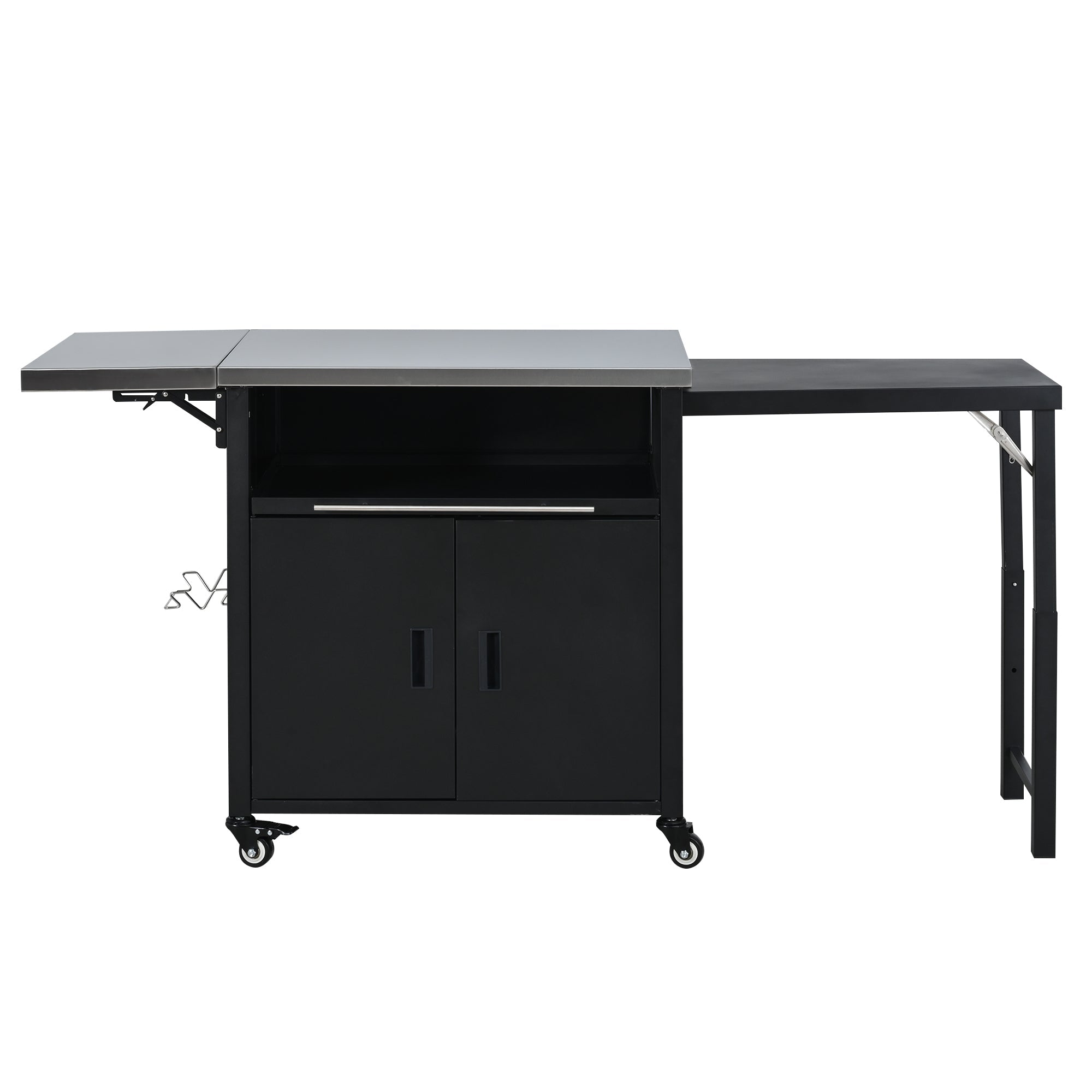 Foldable BBQ cart with storage, portable for backyard & patio cooking