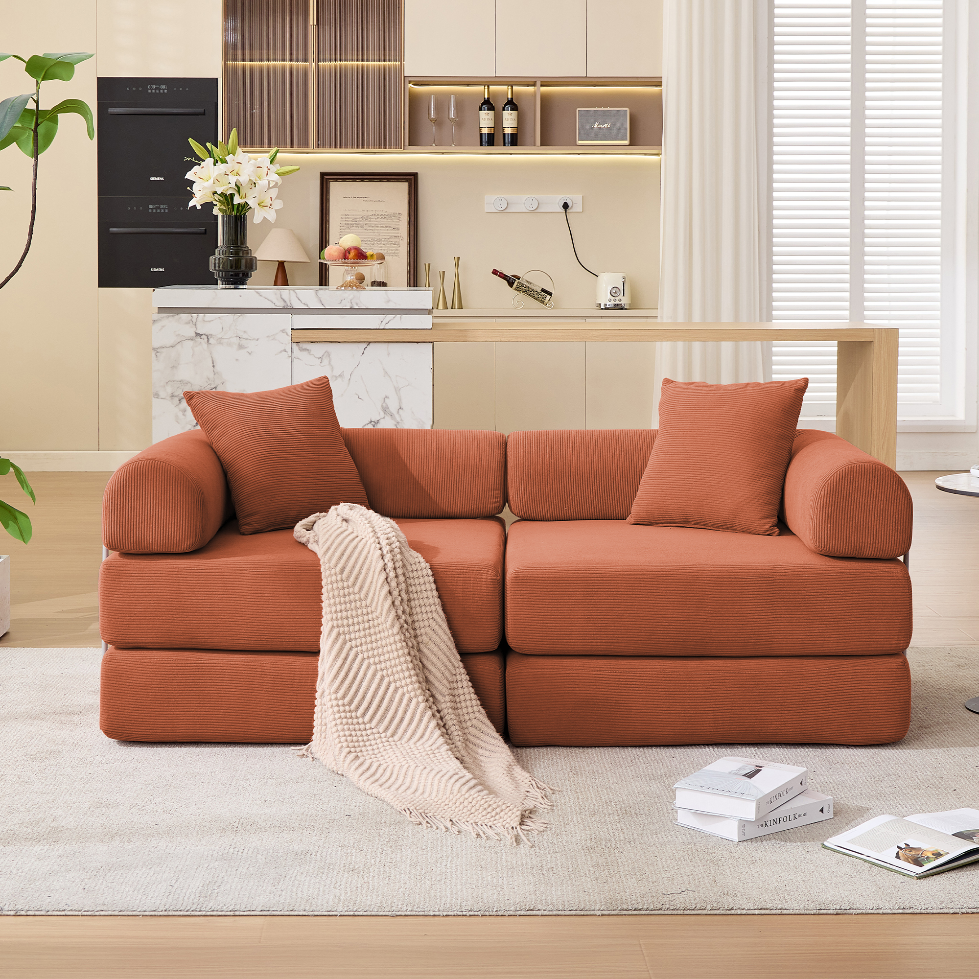 2 Seat Convertible Couch Folding Mattress Couch Sofa Bed