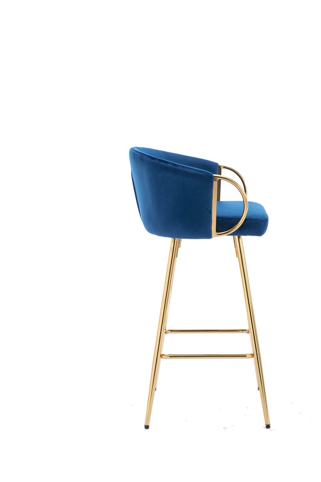 Velvet Bar Stools with Chrome Footrest and Base（Set of 2)