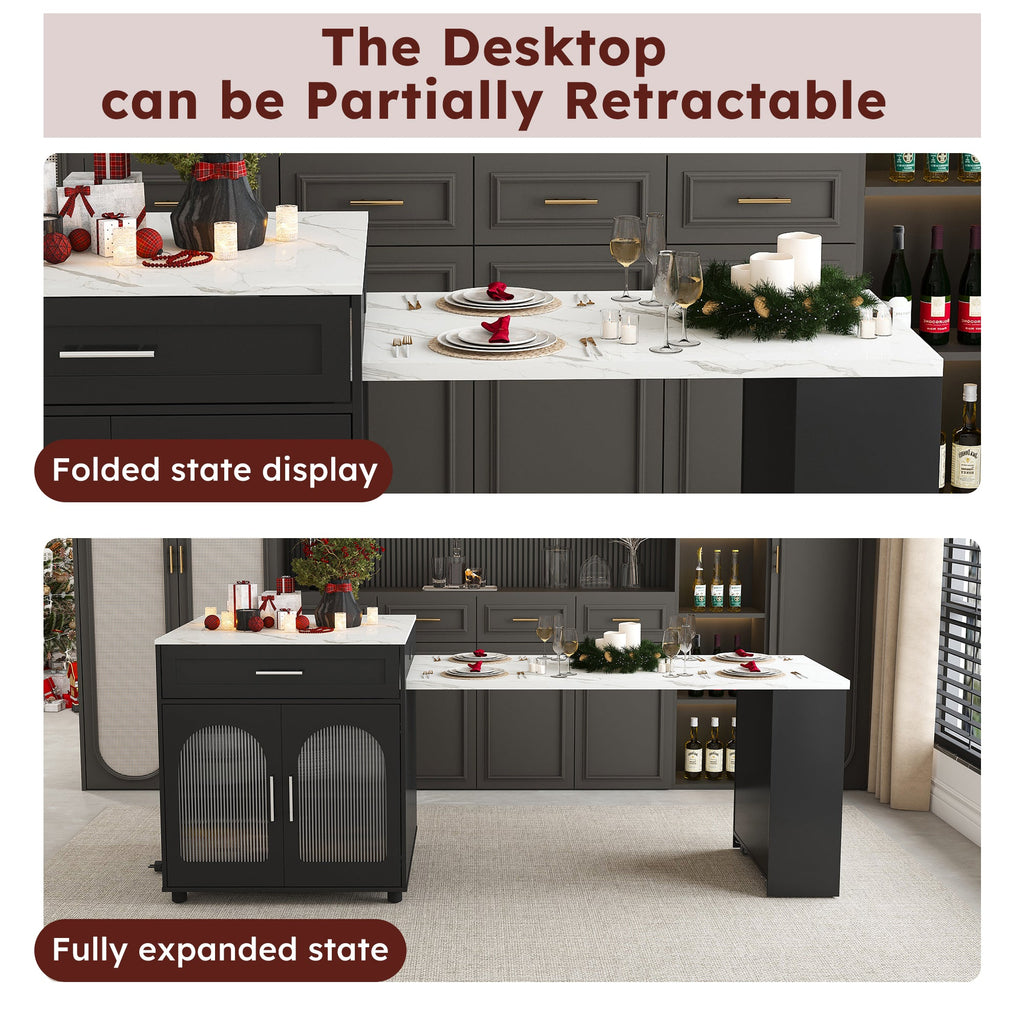 Expandable Kitchen Island with Dining Table