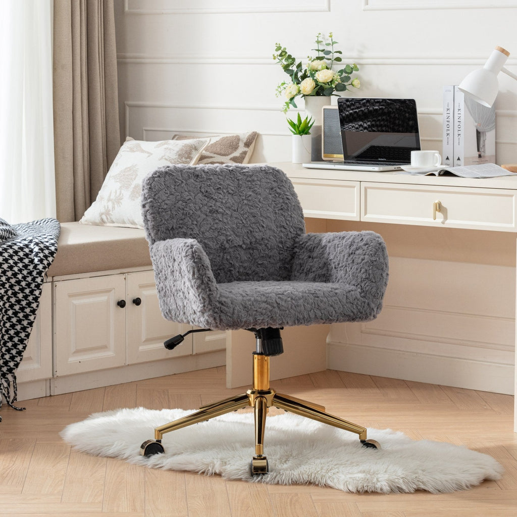 Violet Velve Home Office Chair with Golden Metal Base
