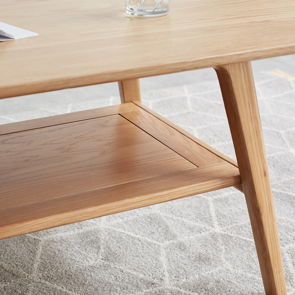 Natural Oak Coffee Table with Storage Shelf