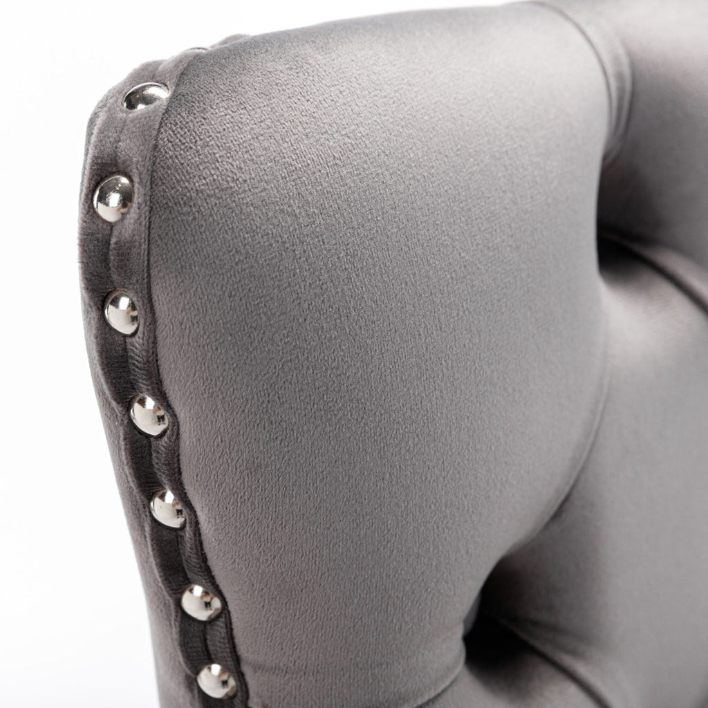 Luxury Elegant Nailhead Trim Tufted Velvet Bar Stools (Set of 2)