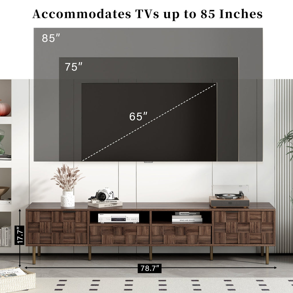 Mid Century TV Stand with 2 Drawers