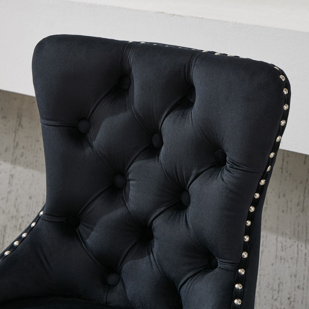 Modern Upholstered Swivel Velvet Barstools (Set of 2)