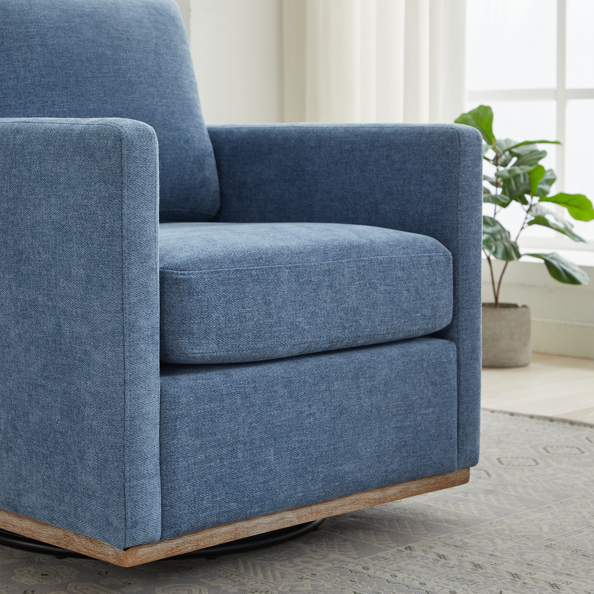 Modern Square Chenille Upholstered Swivel Accent Chair