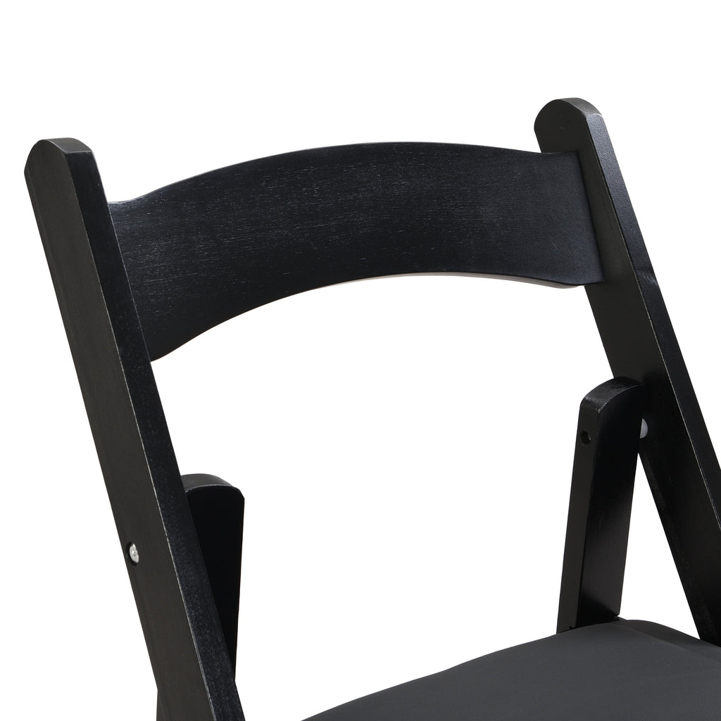 Set of 4 Folding Chairs Cushioned Solid Wood Space-Saving Dining Chairs