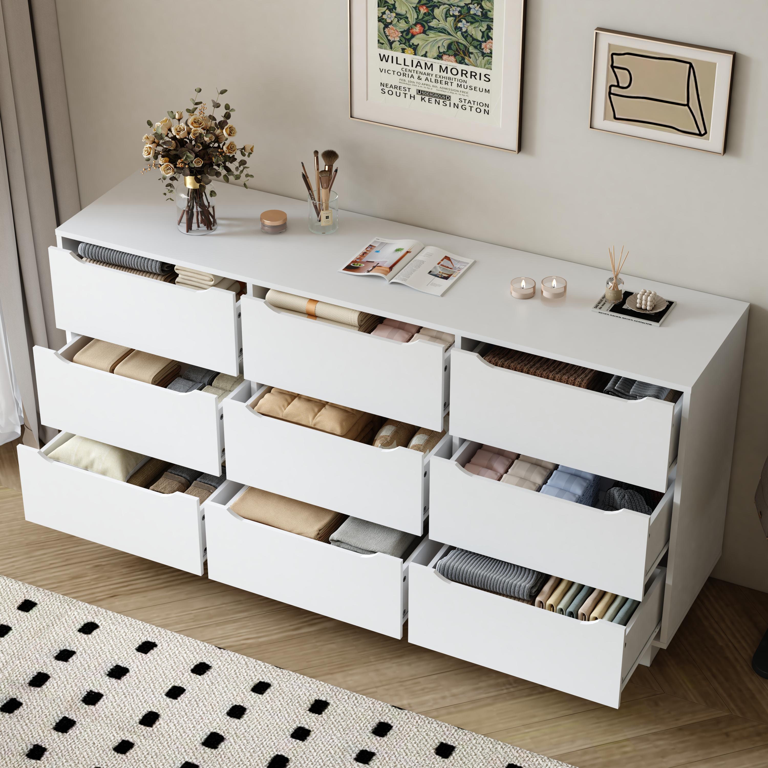 9 Drawer Dresser for Bedroom with Deep Drawers