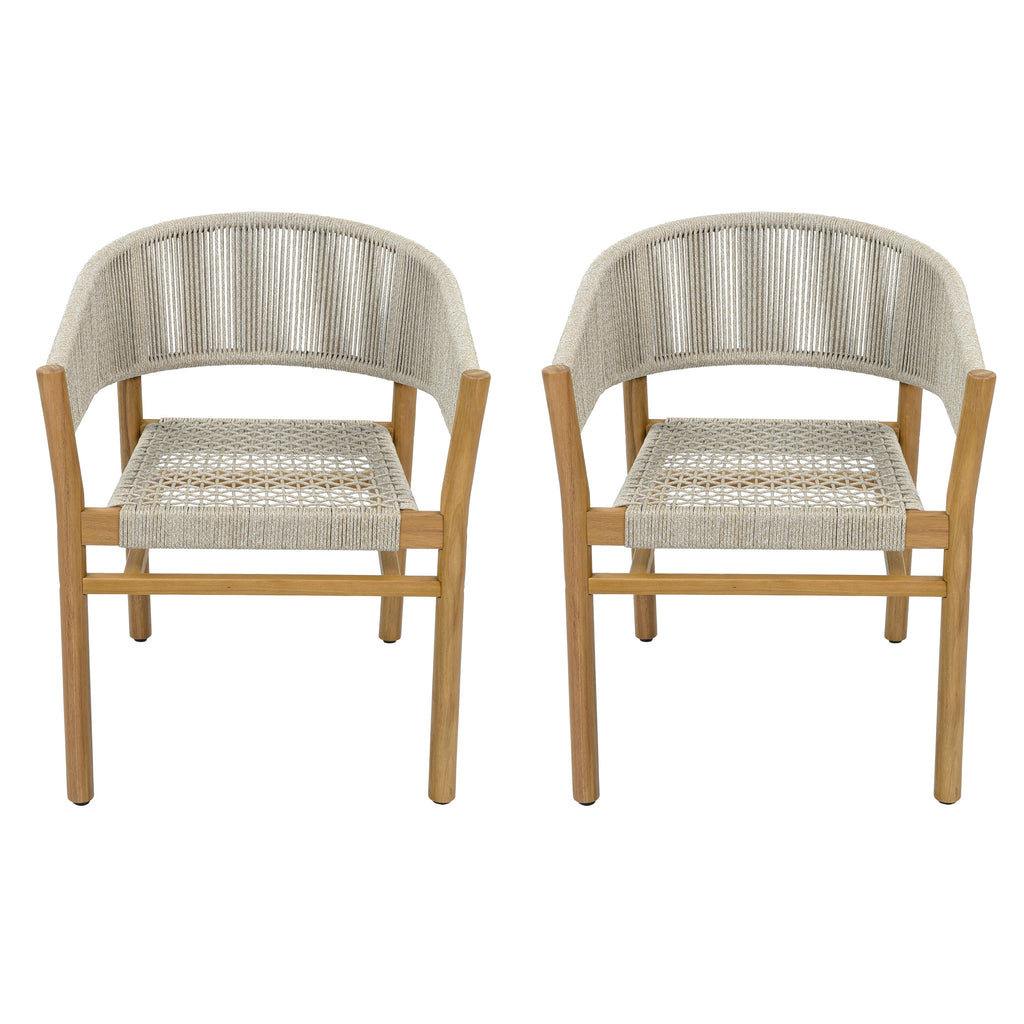 2-seat Woven Outdoor Chairs, Comfy Patio Seating with Elegant Teak Finish