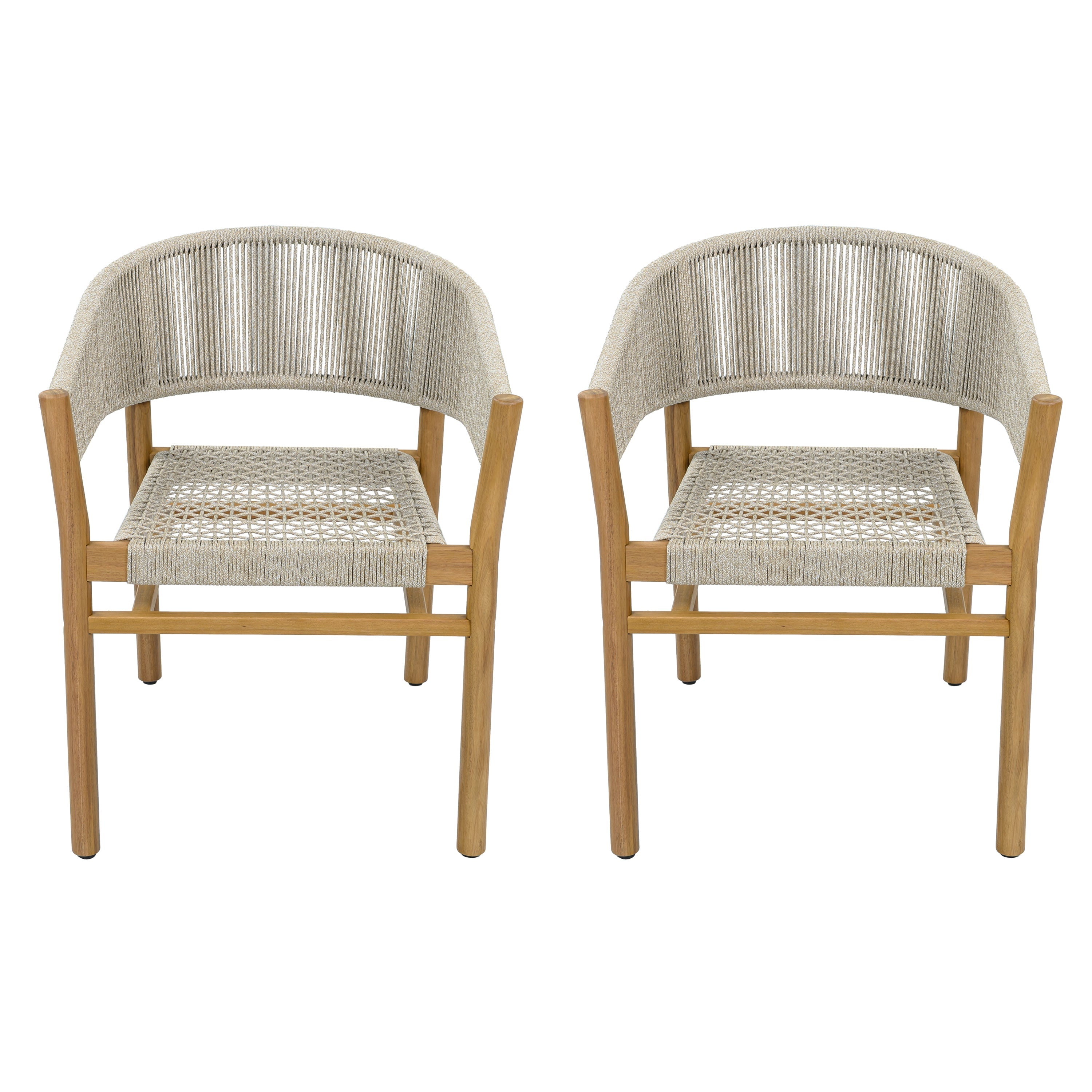 2-seat Woven Outdoor Chairs, Comfy Patio Seating with Elegant Teak Finish