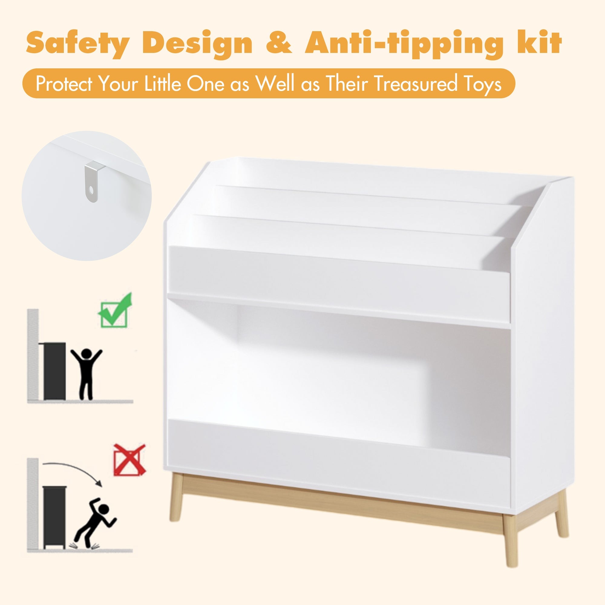 Toddler Book Display Shelf with Storage