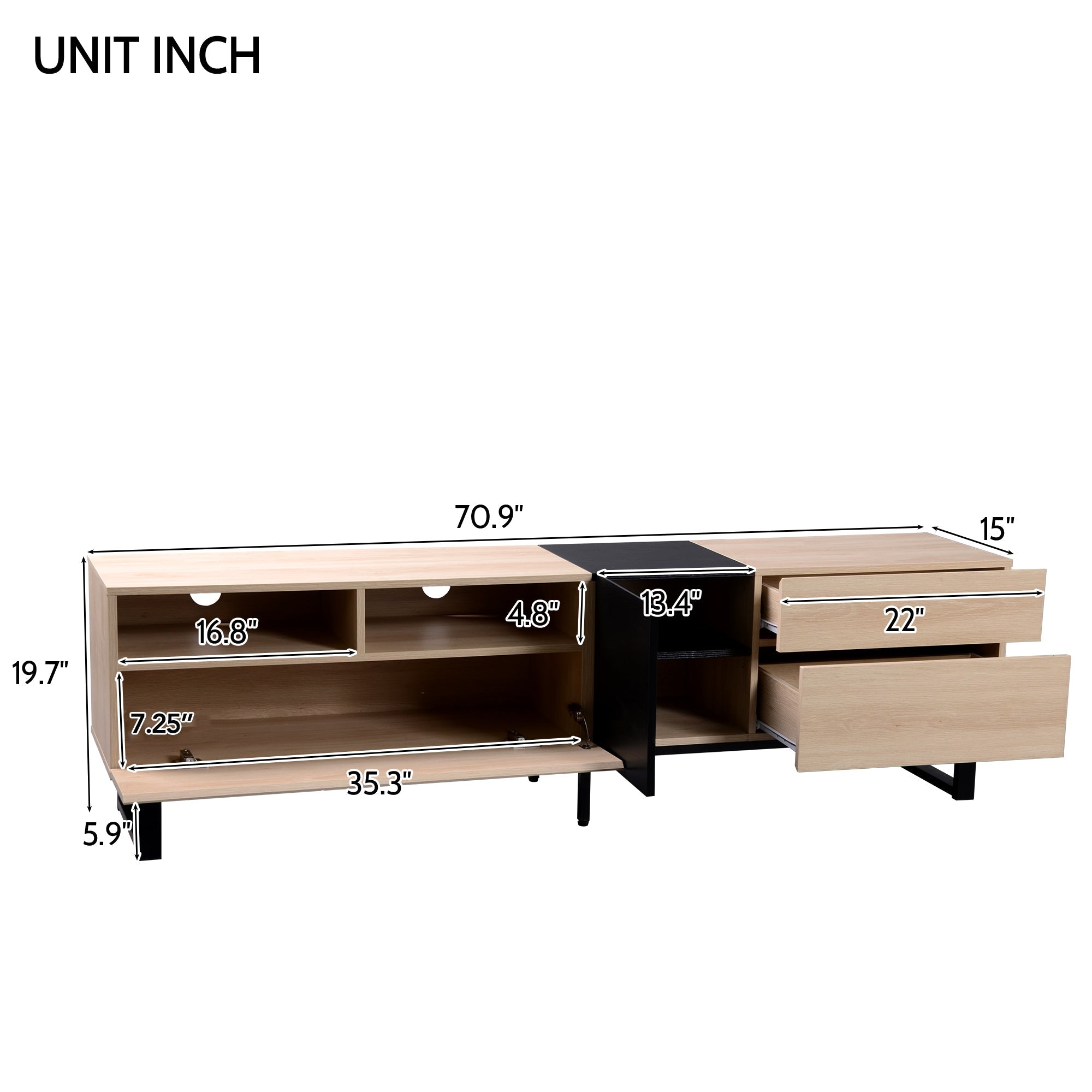 Modern TV Stand for 80'' TV with Double Storage Space