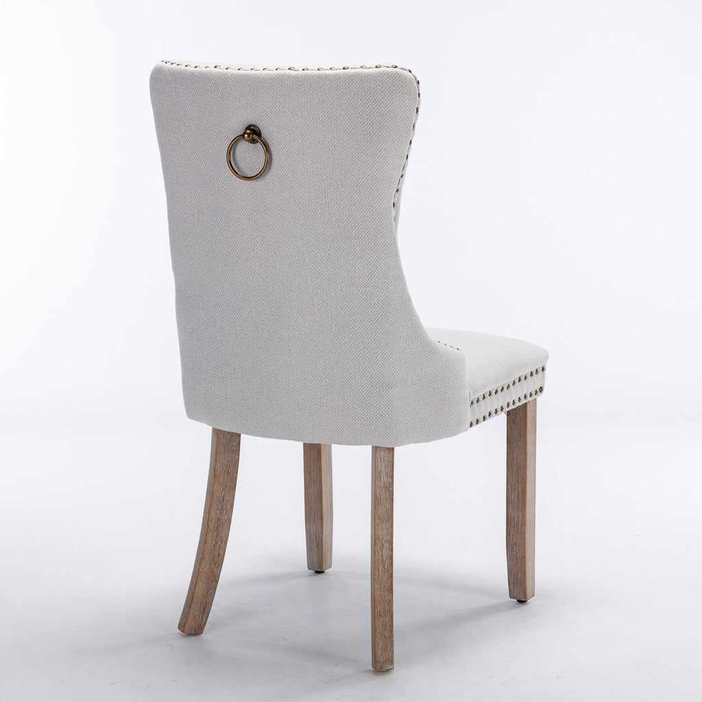Linen Contemporary Tufted Flax Upholstered Dining Chairs (Set of 2)