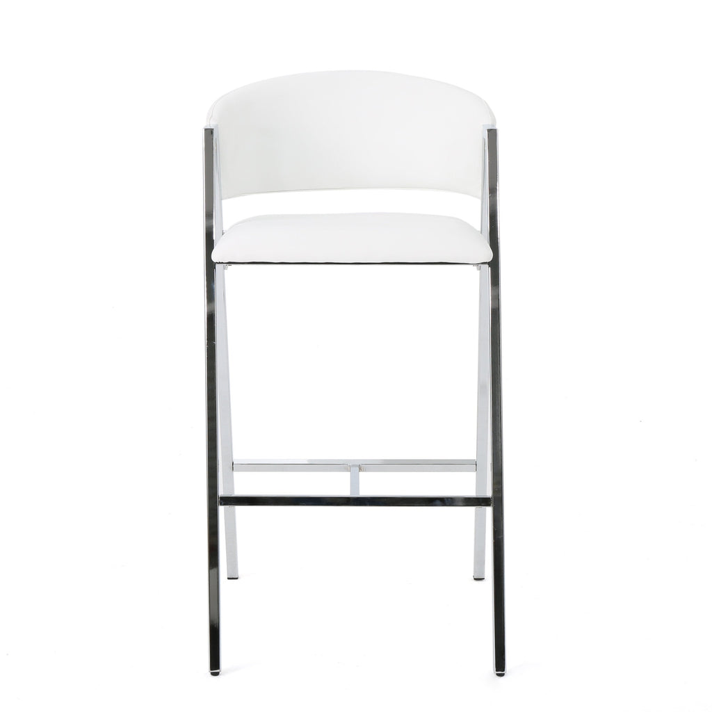 Modern PU Bar Stools with Low Back and Arms (Set of 2)