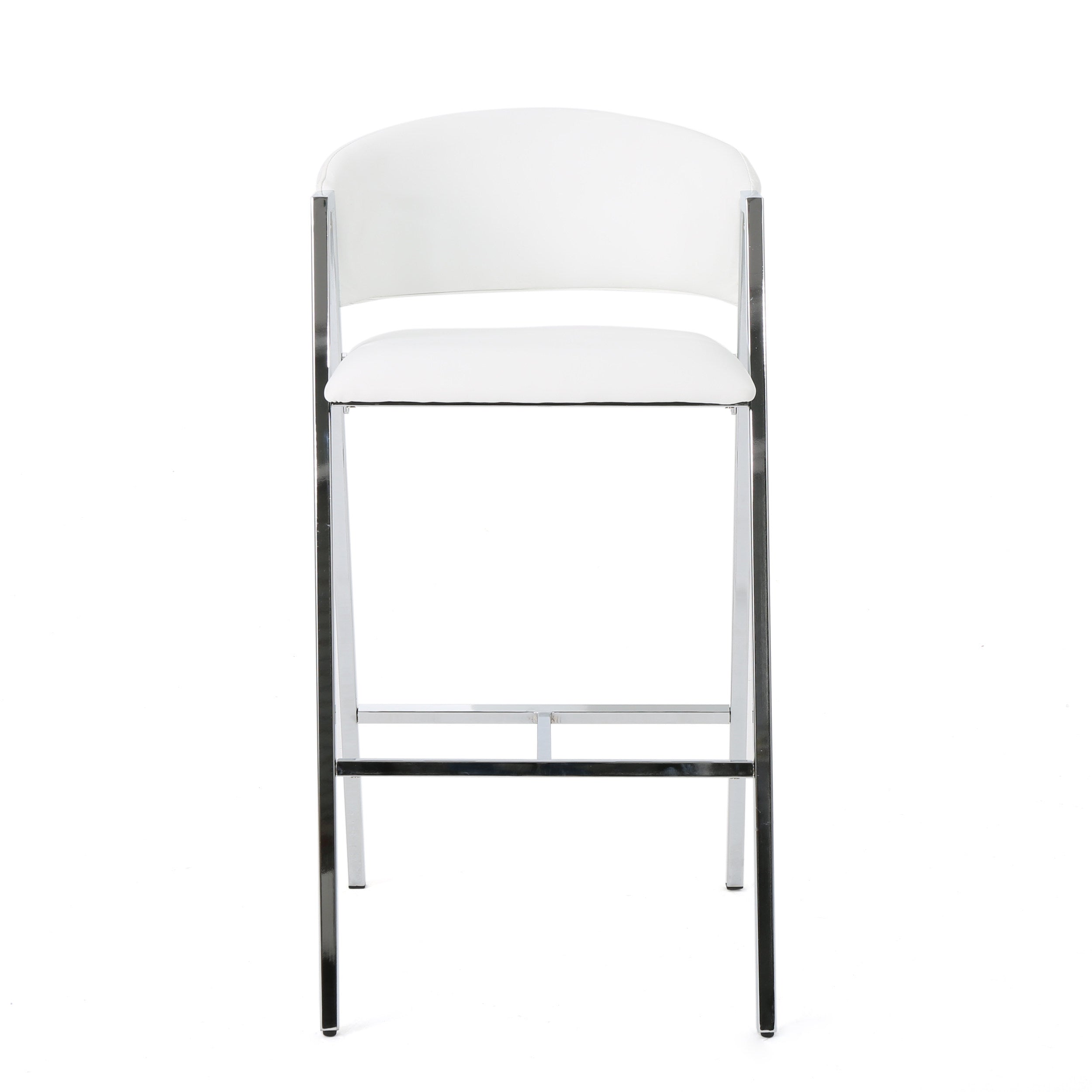 Modern PU Bar Stools with Low Back and Arms (Set of 2)