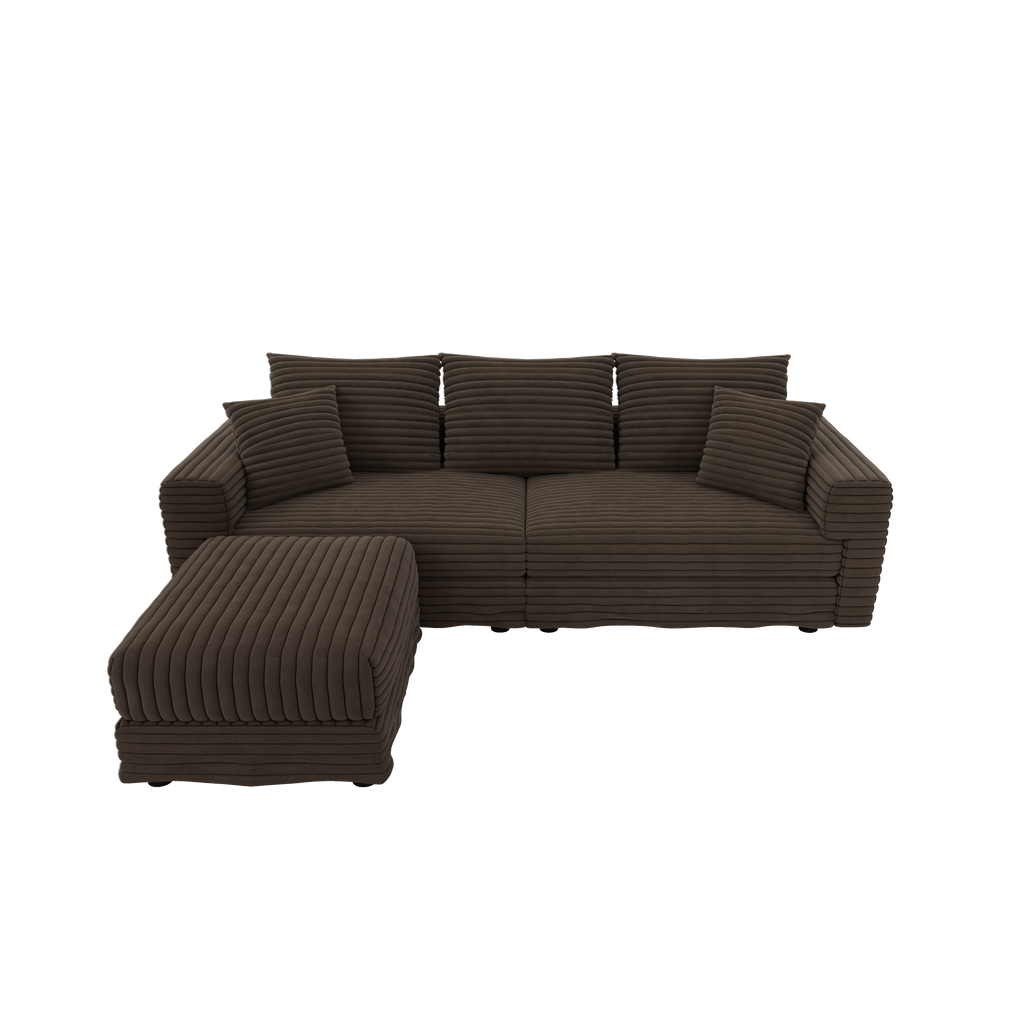 82.7' Modern Comfy Cloud Couch Sofa with Soft Pillows + Ottomans Option