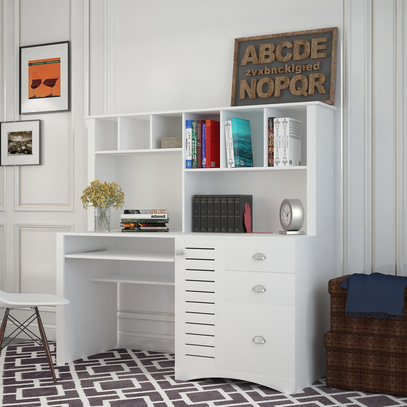Home Office Computer Desk with Hutch