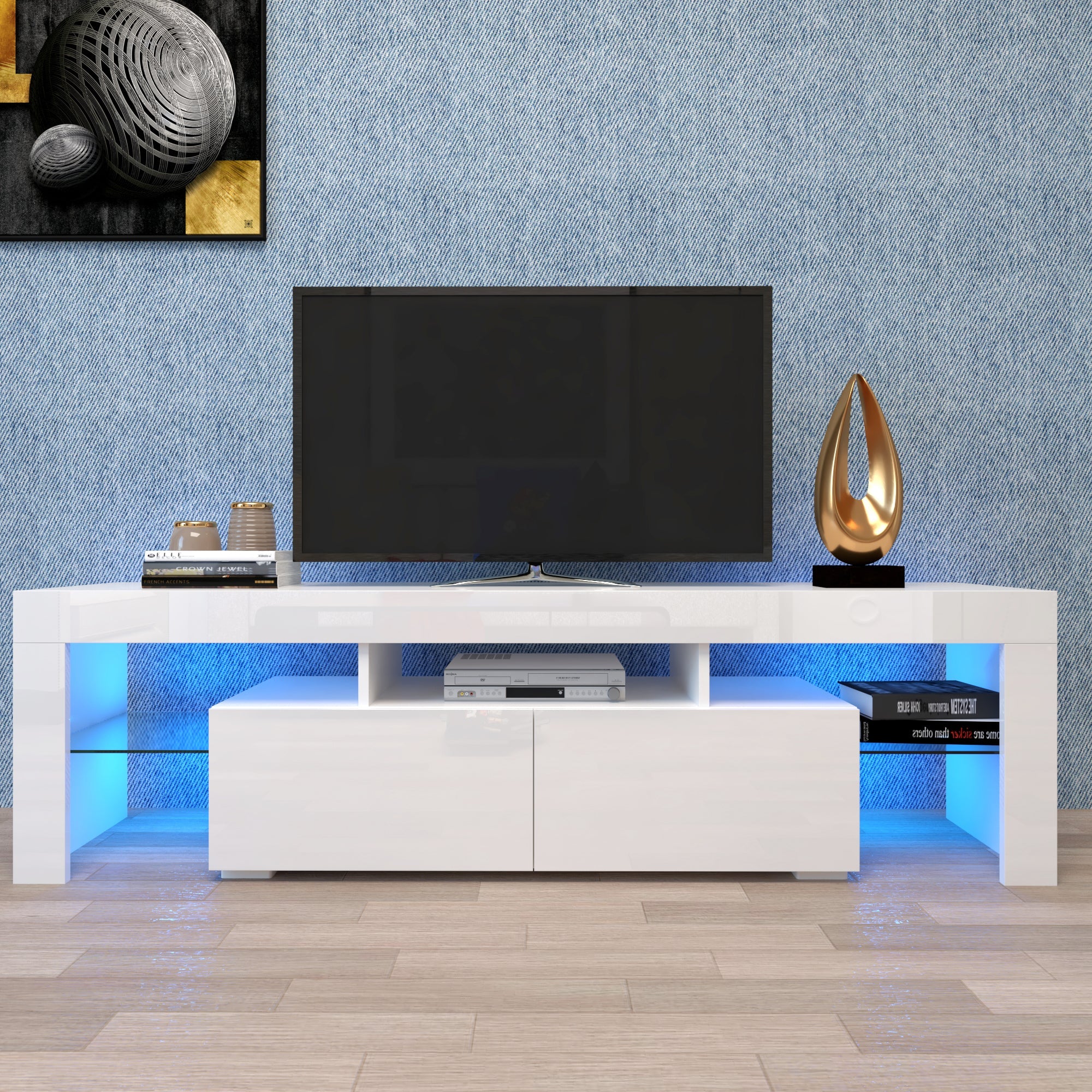 Modern Remote Control 20 Colors LED Lights TV Stand