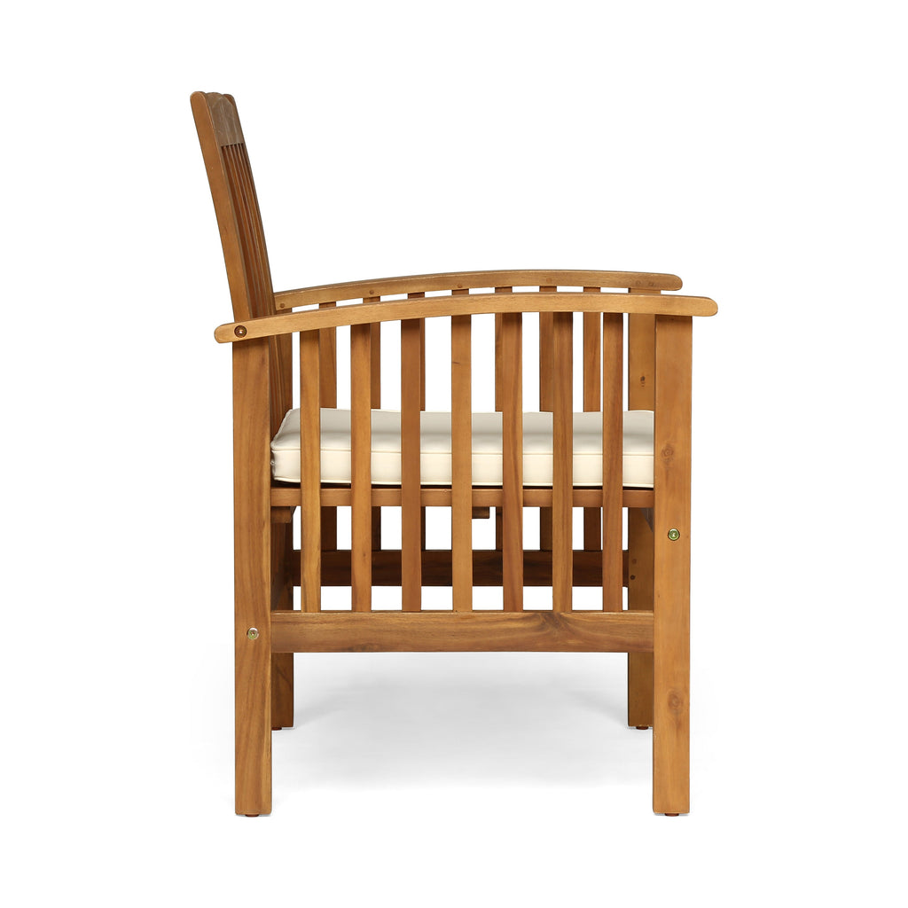 Outdoor 2PCS Acacia Wood Dining Chair Set with Cushions