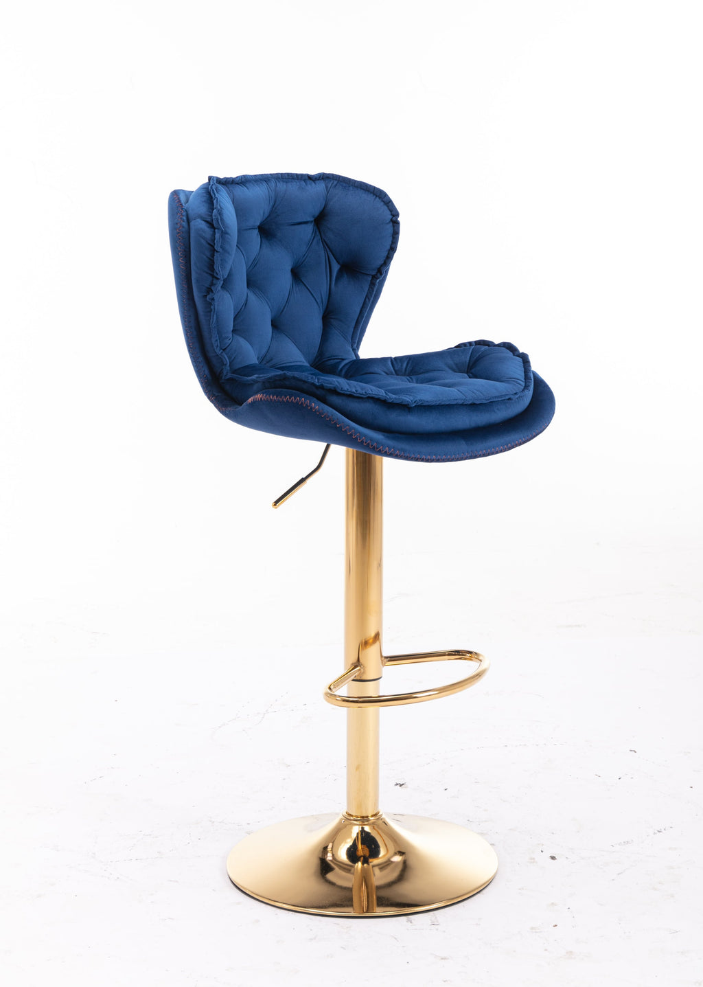 Velvet Bar Stools Set of 2 - Gold Base Adjustable Swivel Counter