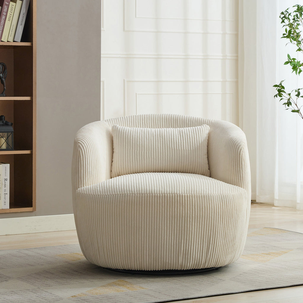 34.25' Wide Upholstered Corduroy Metal Base Swivel Soft Chair