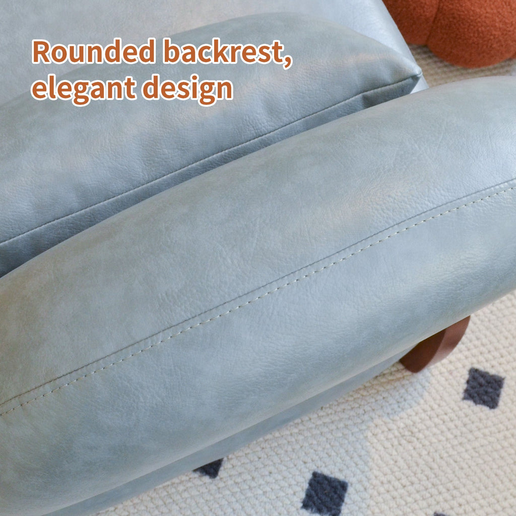 Armless Leather Accent Chair with Solid Wood Legs