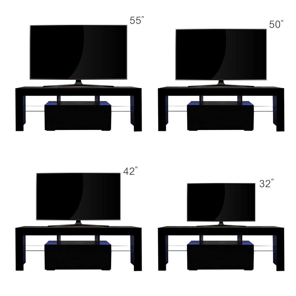 51" Black TV Stand with LED RGB Lights