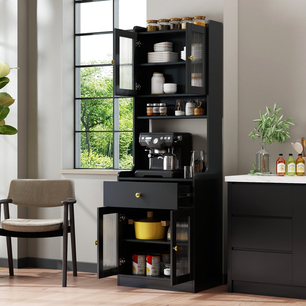 Farmhouse Kitchen Hutch Buffet Cabinet with Microwave Stand