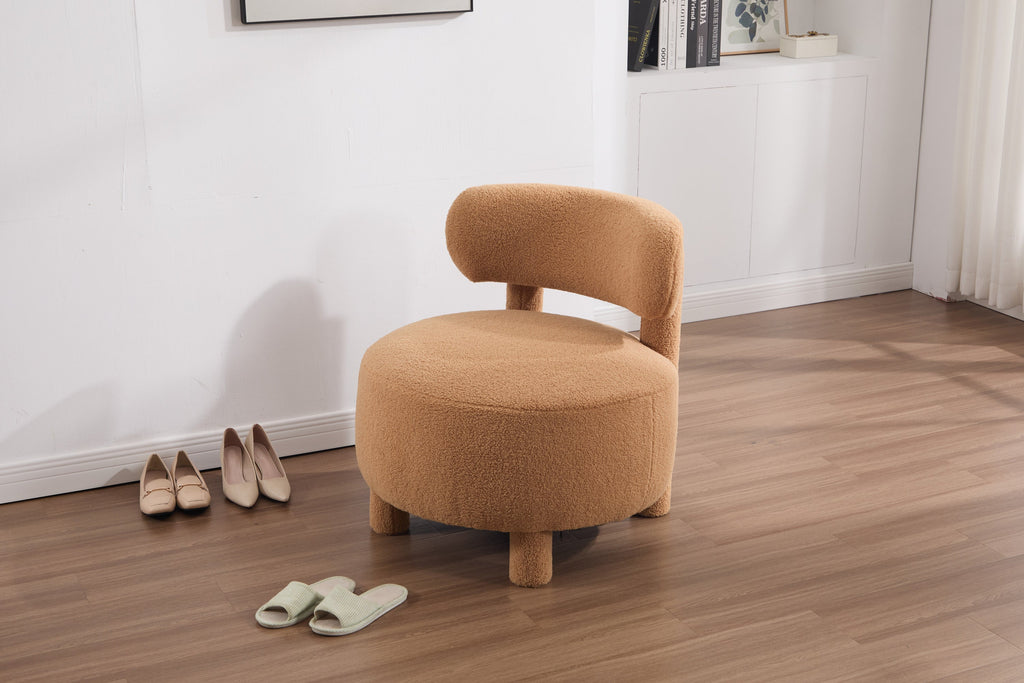 Fur/Teddy Fabric Armless Accent Chair with Curved Backrest