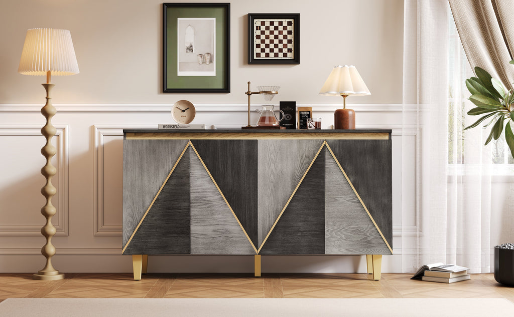 60' Retro Sideboard Cabinet with Adjustable Shelves