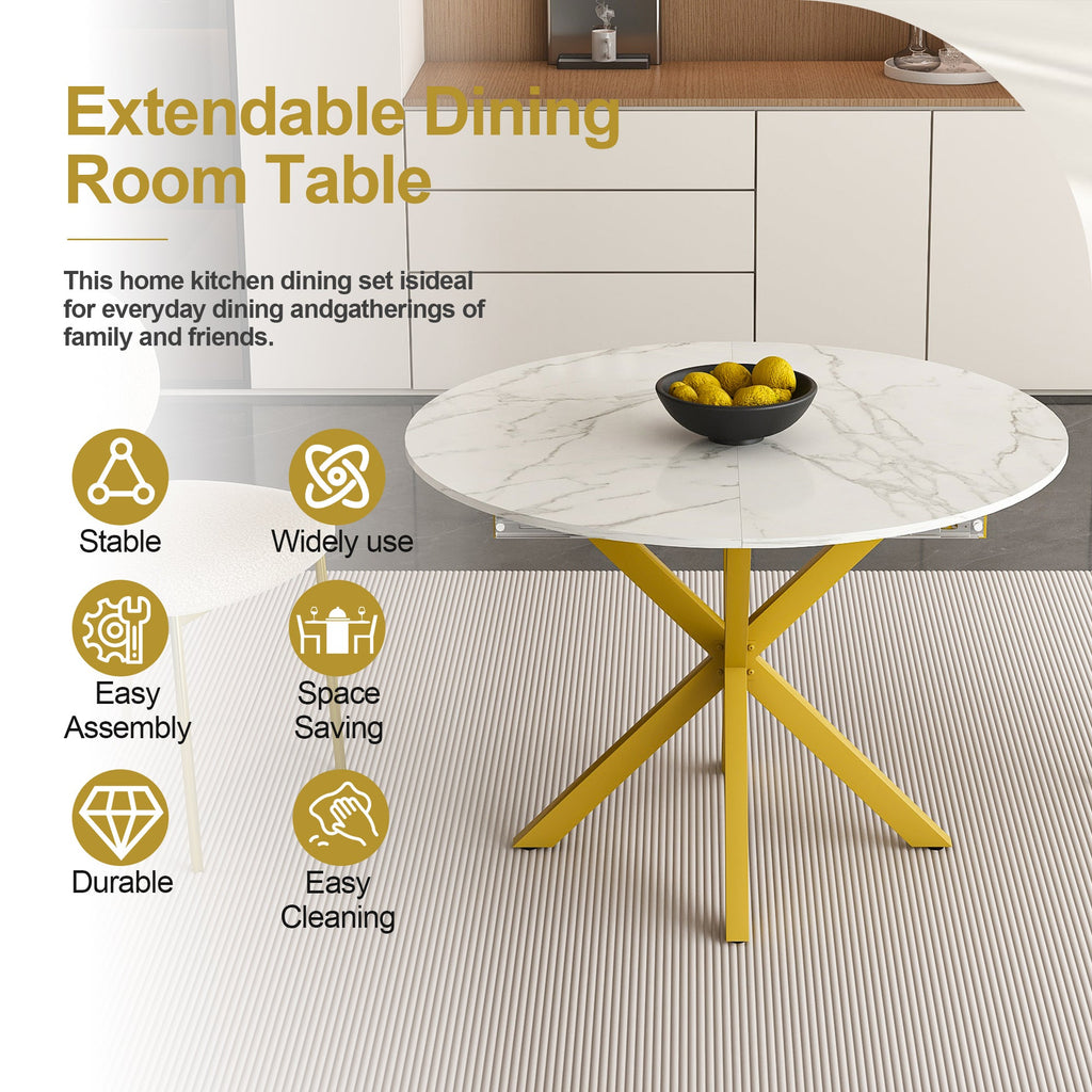 Modern Solid Wood Veneer Retractable Dining Table