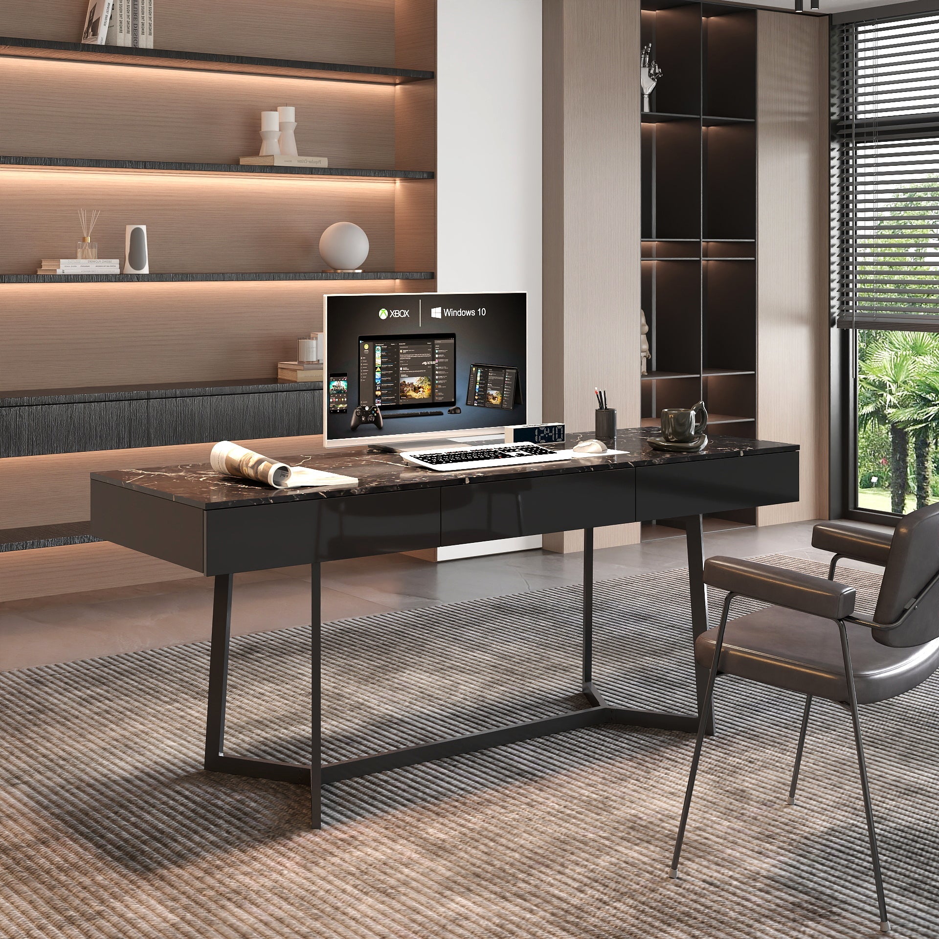 Modern Black 70.87' Computer Desk