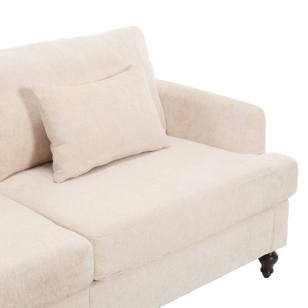 Mid Century Modern Chenille Fabric Loveseat Sofa